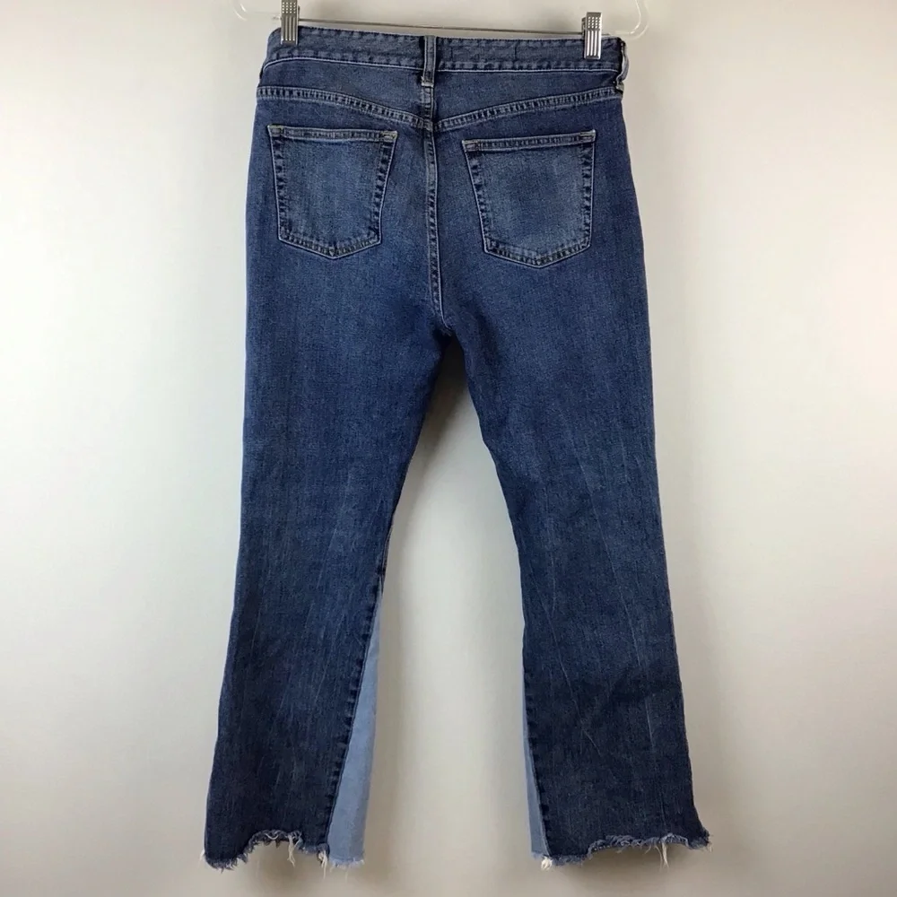 Anthropologie Pilcro and the Letterpress High Rise Two Tone Flare Crop Jeans 28